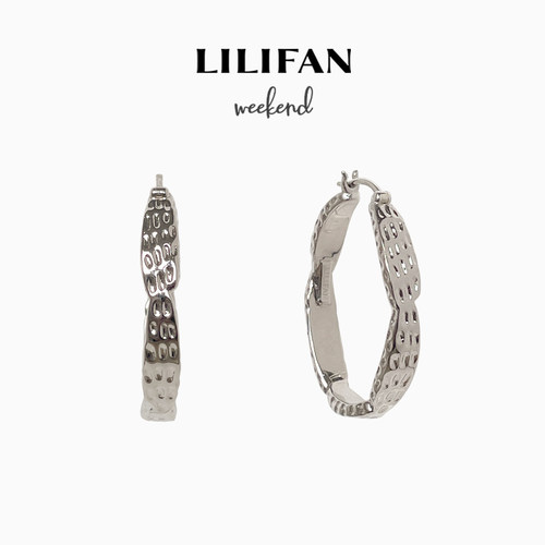 LILIFAN莉莉梵 花生纹路O型耳环 潮流休闲耳饰新款简约秋冬耳钉