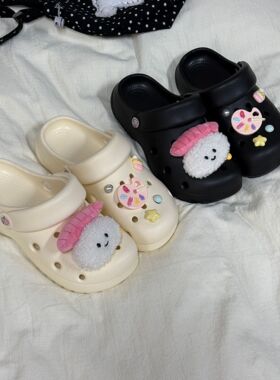 简约洞洞鞋男女夏季外穿新品透气沙滩凉拖鞋户外耐磨防滑包头拖鞋