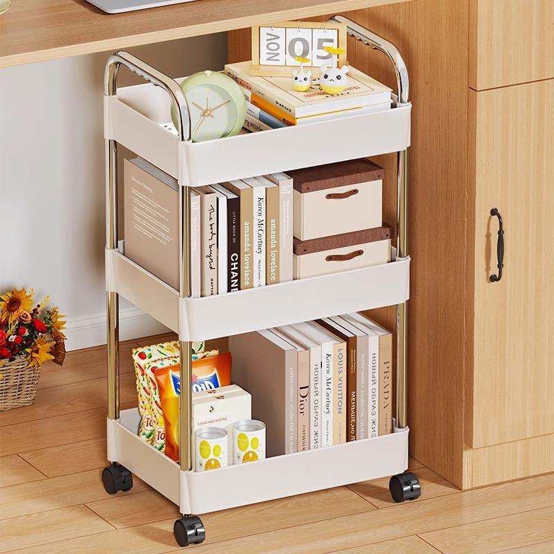 桌下置物架落地书架书桌边多层储物柜放书的架子带轮可移动小
