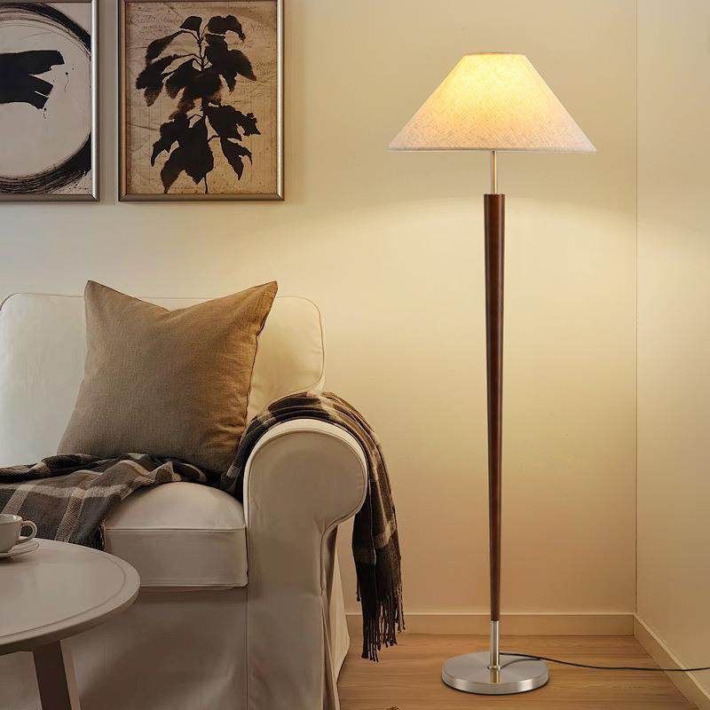 现代简约实木中古风装饰LED落地灯床卧室客厅书房落地灯中山灯具