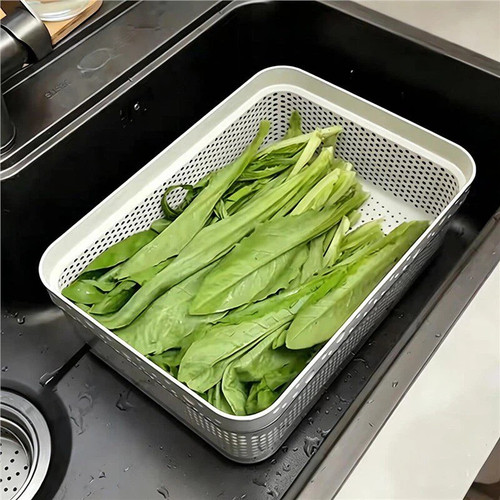 食品级双层长方形沥水篮10件套