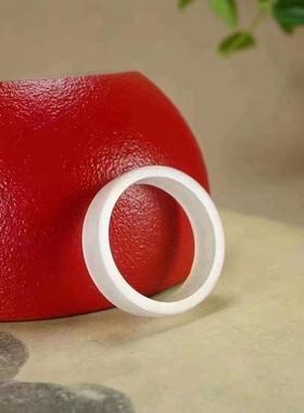 天然新疆和田玉玉器供应链青海料老料白玉素面玉石戒指工艺品朴素