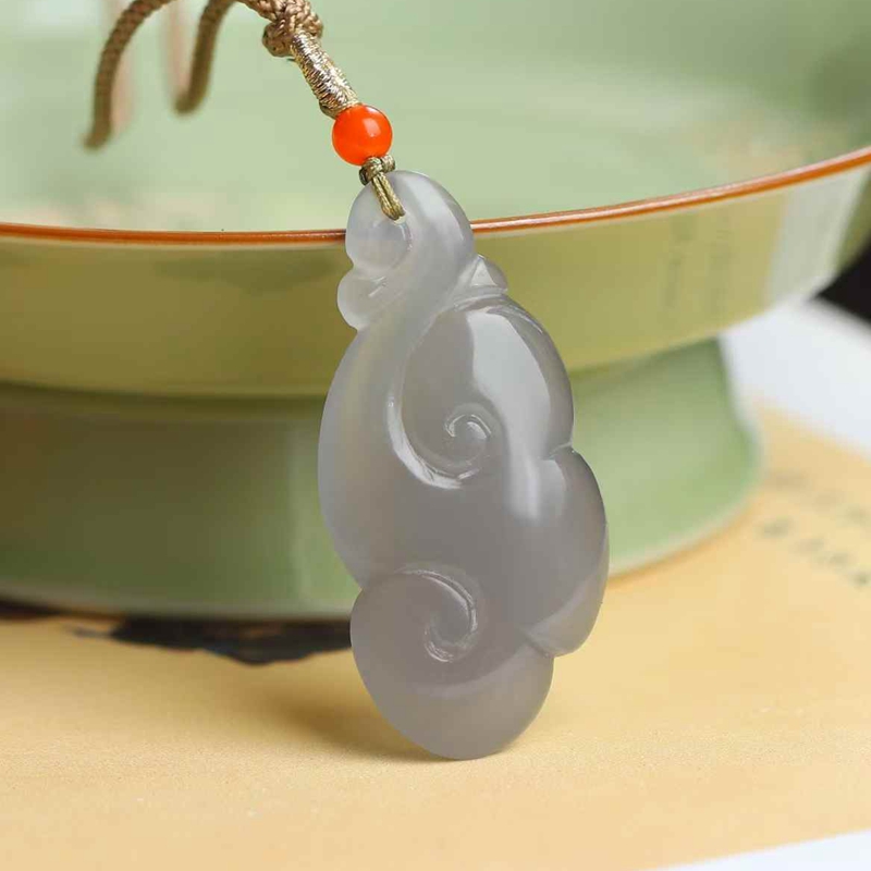 天然新疆和田玉玉器供应链青海料老料烟紫色玉石如意挂件吊坠带证