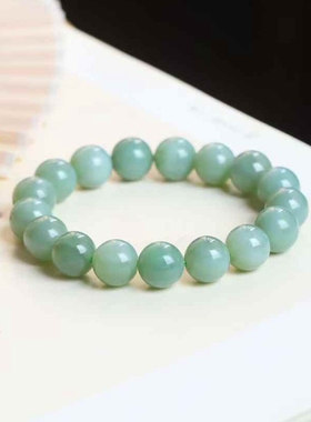 天然新疆和田玉玉器供应链俄料碧玉老料玉石素珠珠圆玉润手串带证