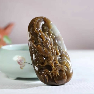 天然新疆和田玉玉器工厂店且末糖料老料龙行天下玉石生肖龙手把件