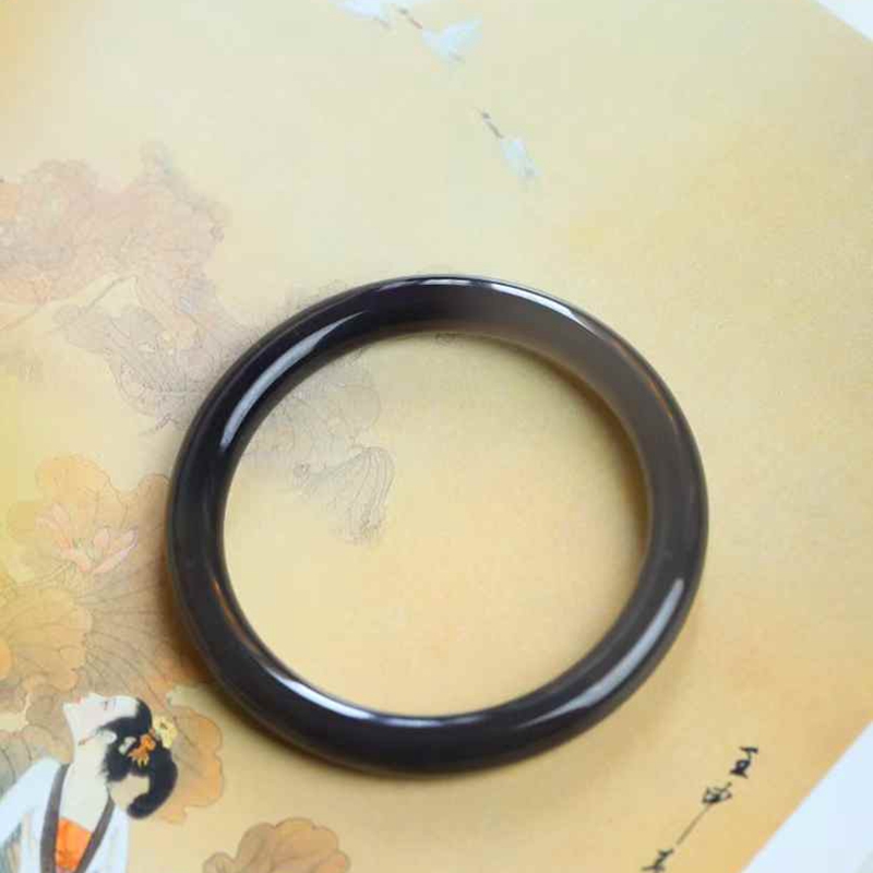 和田玉工厂店天然新疆和田玉青海料老料烟紫色玉石圆条手镯带证书