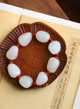 天然新疆和田玉玉器工厂店青海料老料白色玉石随形原石手串带证书