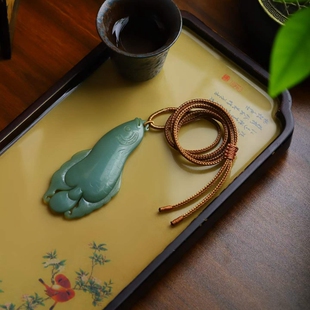 天然新疆和田玉玉器工厂店俄料碧玉老料鸭蛋青玉石富贵鱼吊坠挂件
