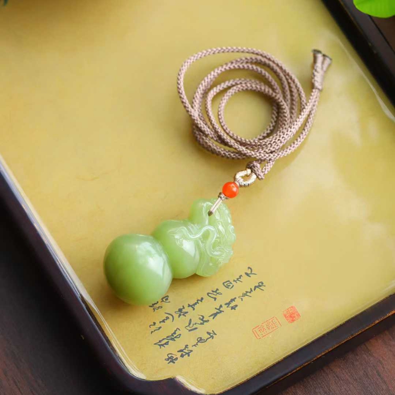 天然新疆和田玉玉器工厂店若羌黄口料老料玉石龙头葫芦吊坠挂件