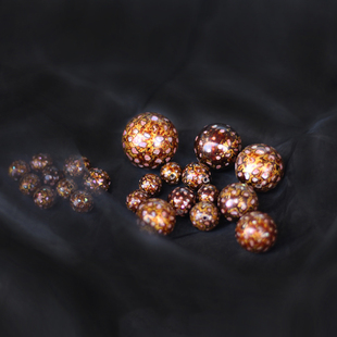 donguan冬官大漆珠佛珠手串手链非遗螺钿漆器茶色粉贝 蝶恋花版二