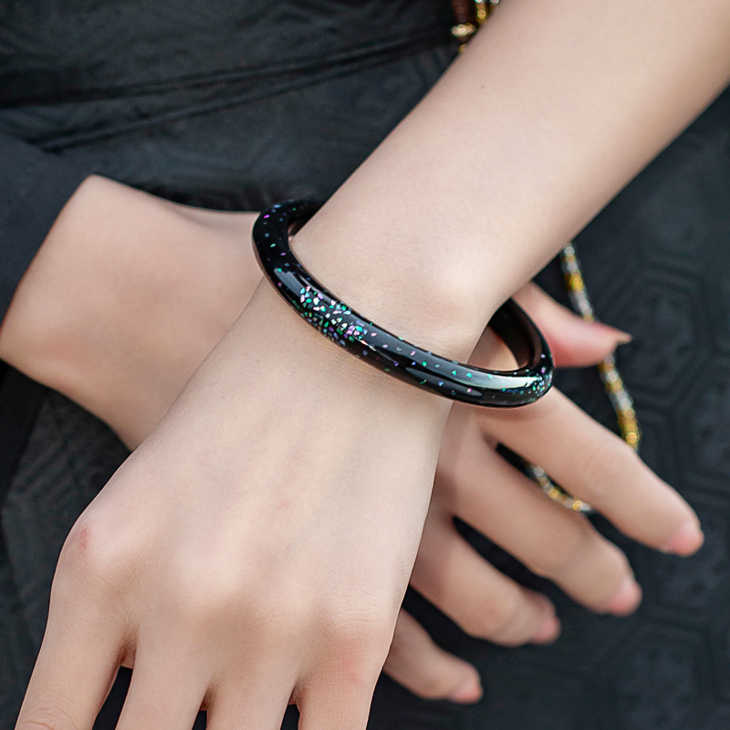 donguan冬官非遗大漆手镯镶嵌螺钿原创精致复古国风简约 桃花坞