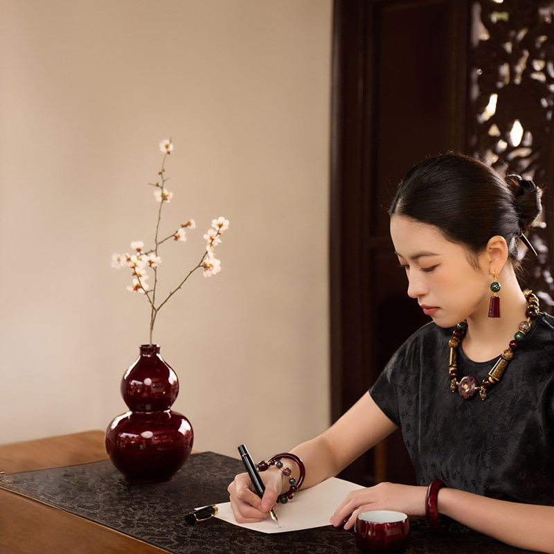 donguan冬官大漆手串单珠佛珠手工螺钿福州漆器文玩定制设计diy