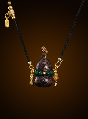 donguan冬官大漆紫色葫芦形吊坠毛衣项链送妈妈漆器复古朝元安