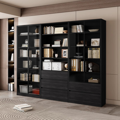 实木书柜一体家用客厅储物柜