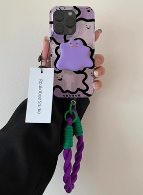 简约紫色幽灵适用三星s25+手机壳s24fe新款s22ultra挂绳a06手链a14全包a23支架a33防摔a50卡通a53可爱a54/a72