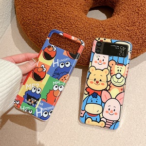 卡通芝麻街适用三星zflip4手机壳Galaxy Z Flip3情侣男女华为p50Pocket可爱新款全包oppofindN2flip防摔软壳