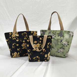 新款小清新手提包加厚帆布手拎包妈咪包女士上班通勤杂物包便当包