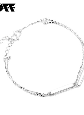 XXOFF925银手链新款小众设计性冷风O字双层链可调节女士手链礼物