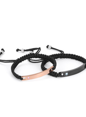 XXOFF潮流配饰双色小众轻奢黑色编绳情侣钛钢编织手链女生礼物