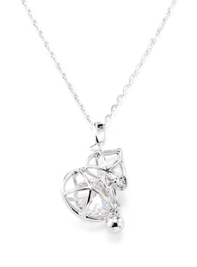 XXOFF925银女生吊坠花丝锆石葫芦蝴蝶结银珠小众可调节女士项链