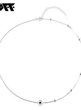 XXOFF项链925银轻奢小众蛇骨链银珠链花式拼接可调节项链送女友
