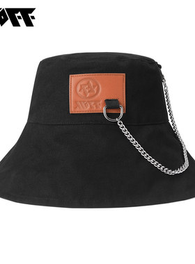 XXOFF Logo贴标自带挂链大帽檐黑色渔夫帽