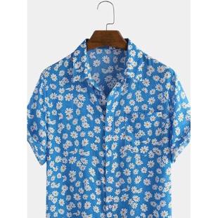 男士 欧美大码 碎花短袖 衬衣潮流ins衬衫 Shirts 2025夏季 Men 新款