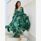 neck Loose dress 2023 long summer Women Hot evening gown