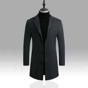 Men autumn winter long overcoat warm coat woolen jacket man