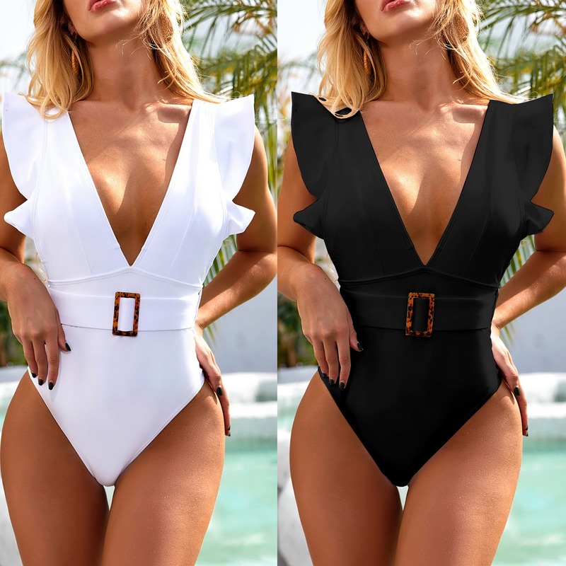 Women Summer One Piece Swimsuit Ruffles Sexy Bikinis Sets