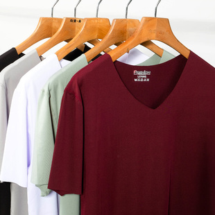 无痕内衣男短袖莫代尔冰丝夏季V领青年半袖背心男士木代尔运动t恤