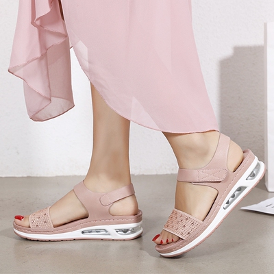 Gas bottom big yards wedge comfortable diamond sandals大码鞋