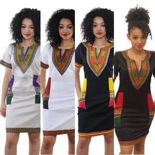 female Dress Plus Women 性感短袖 Print Size 短连衣裙 African