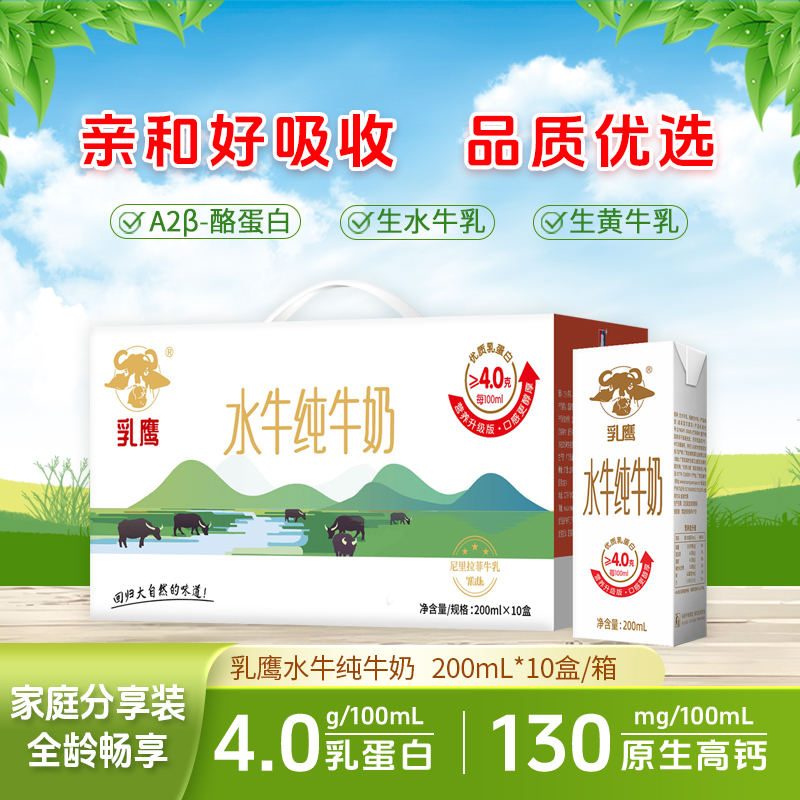 乳鹰水牛纯牛奶10盒整箱高钙奶