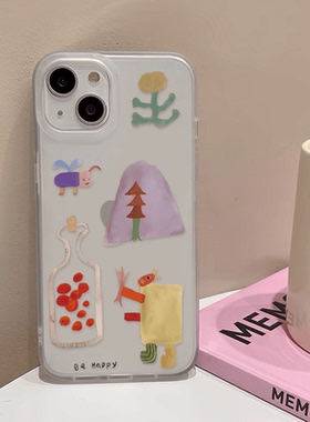 简约艺术森林适用于苹果iPhone17/11/12磨砂透明13/14/15pro个性软壳xsmax软67p