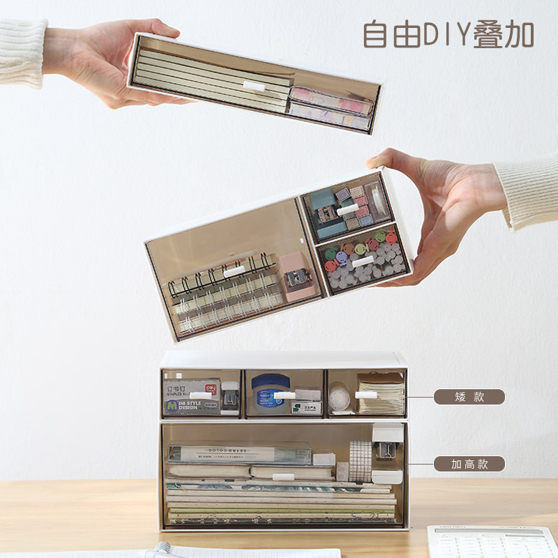 抽屉式桌面收纳盒办公室储物小盒子多功能整理文具化妆品收纳盒