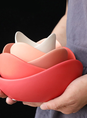 现代轻奢陶瓷莲花水果盘摆件客厅茶几创意零食干果盘软装