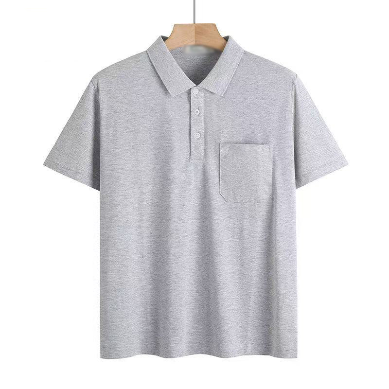 纯棉爸爸短袖t恤翻领中年男士夏装宽松中老年人男装polo衫上衣服