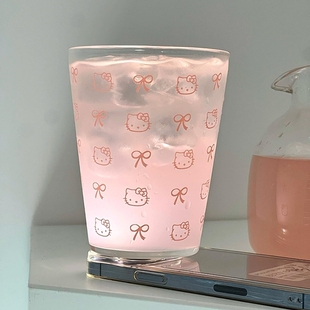 【令人心动的水杯】KT猫玻璃杯宿舍饮料杯夏季冷饮杯办公室咖啡杯