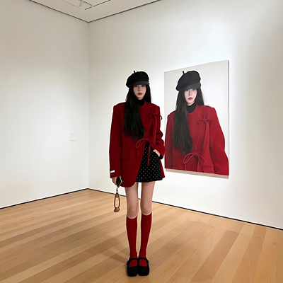 新年穿搭红色长筒袜2026马年本命年纯棉袜拍照出片小腿袜中筒袜女