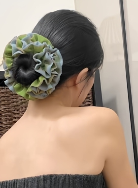 复古艺术感绿野仙踪绣球花苞大肠发圈ins风森系晕染气质发绳发饰