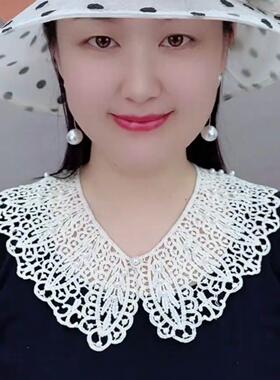 假领子夏季薄款防晒镂空珍珠衣领韩版蕾丝披肩女百搭娃娃领配裙子