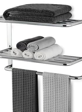 SUS304卫生间浴巾架壁挂式黑色浴室不锈钢亮光3层毛巾架