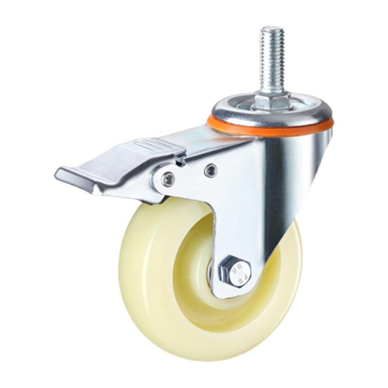 万向轮子3寸4寸5寸小推车轱辘拉车定向轮尼龙轮带刹车螺丝杆脚轮