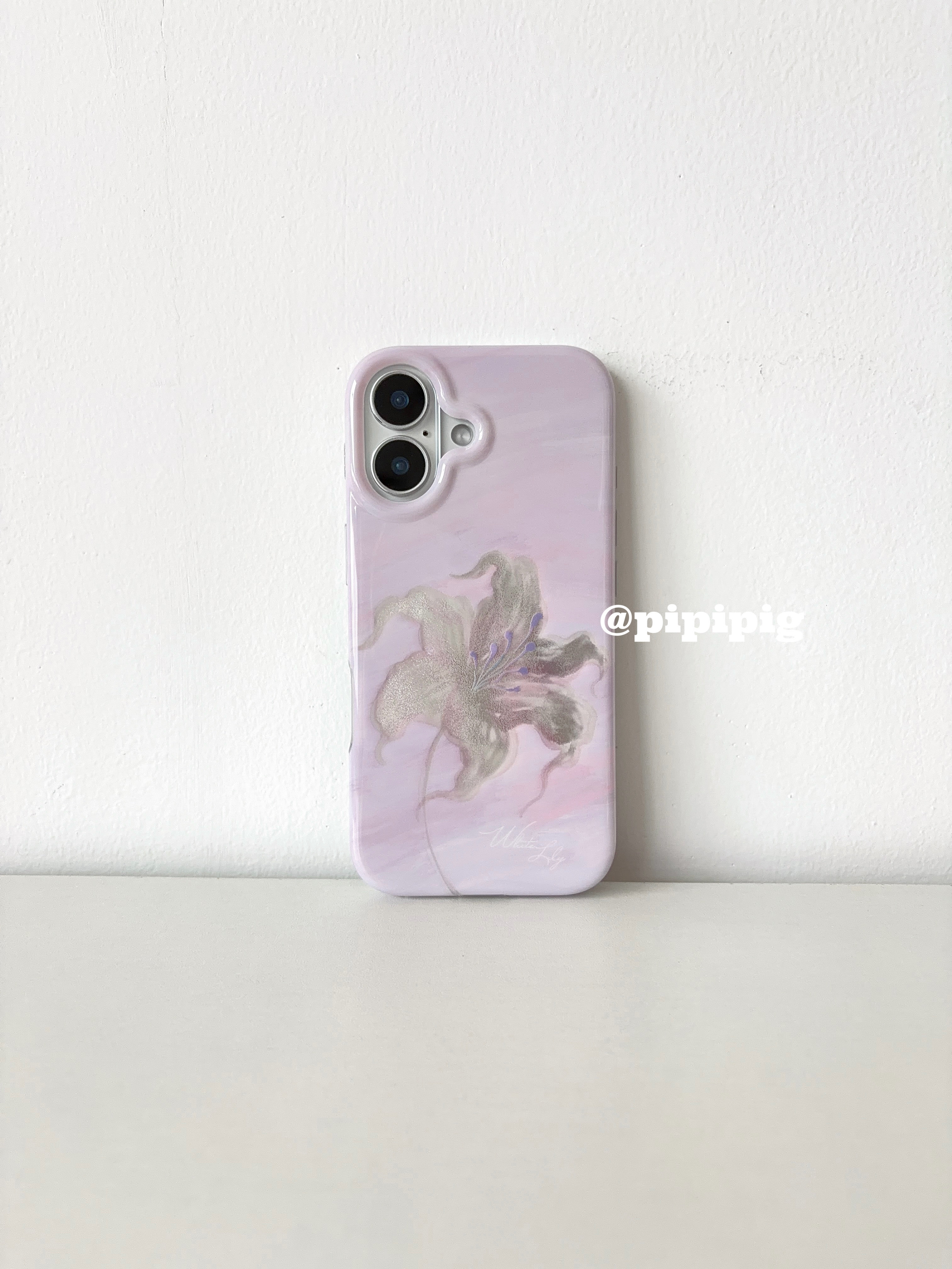 Pipipig紫色羽纱百合ins韩风网红同款适用于苹果17ProMax手机壳iPhone16可爱卡通15Pro新款小众少女心小清新
