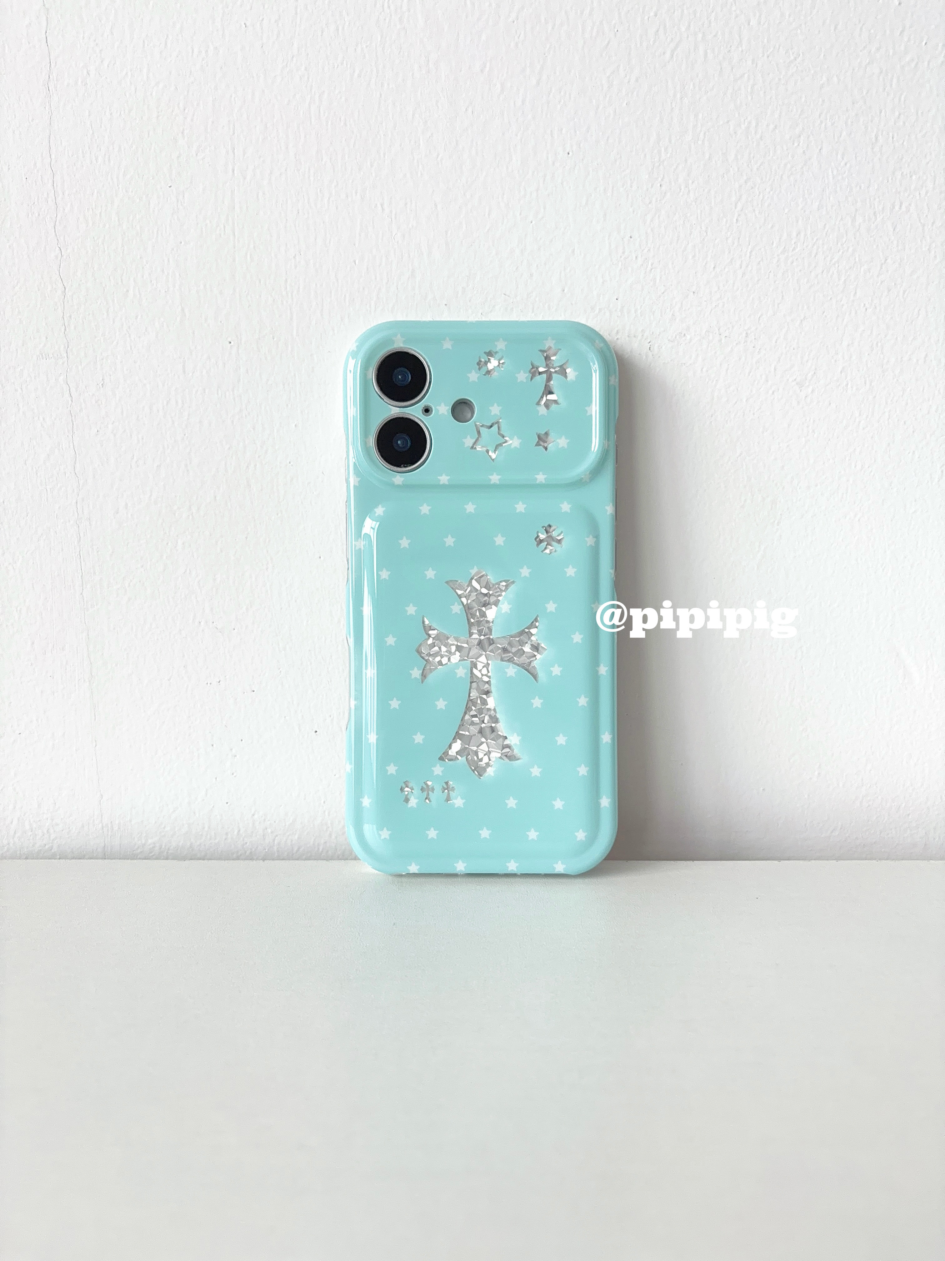 Pipipig蓝色星星十字架ins韩风网红同款适用于苹果18ProMax手机壳iPhone17温柔气质16Pro小众15