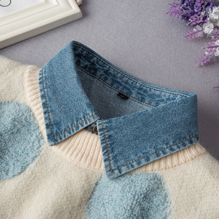 休闲假领子女百搭假领牛仔衬衫 饰领雪花牛仔领 假衣领男秋冬毛衣装