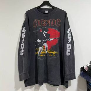 240g！ACDC 90s Vintage Angus McKinnon Young破坏重磅长袖T恤