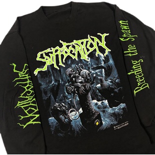 240g！重磅破坏长袖T恤！Suffocation1993专辑Breeding the Spawn