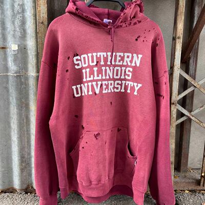 孤品手工！SOUTHERN ILLINOIS UNIVEPSITY南伊利诺伊大学连帽卫衣